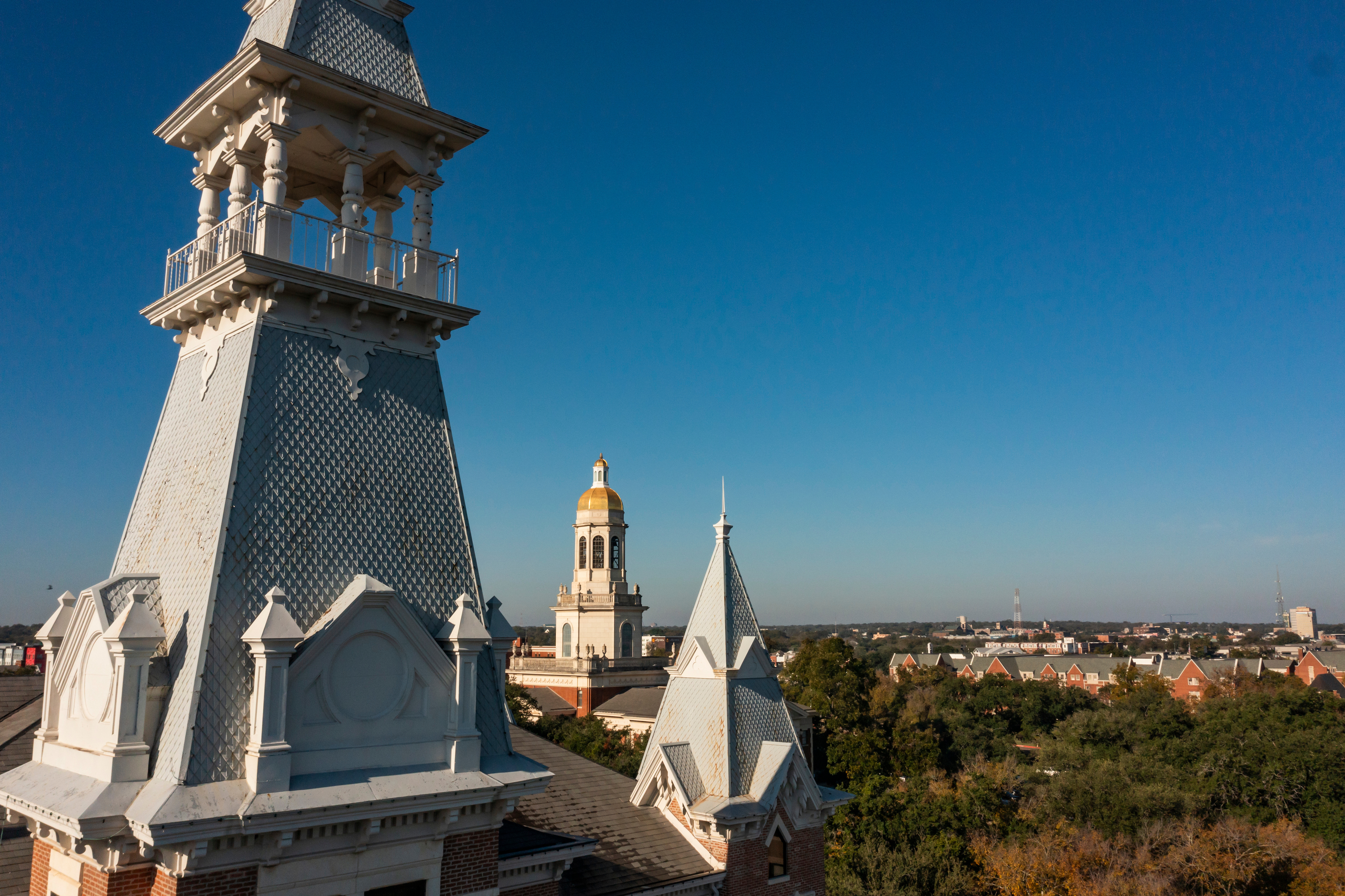 Burleson and Old Main spires